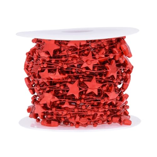 Yurosiay 15m/Rollen Sterne Perlenband Bunt Pentagramm Perlenkette Deko Kunststoff Perlen Dekoband Perlenrolle Sterne Perlengirlande für Weihnachten Hochzeit Brautstrauß Tischdeko Party Rot Yurosiay 15m/Rollen Sterne Perlenband Bunt Pentagramm Perlenkette Deko Kunststoff Perlen Dekoband Perlenrolle Sterne Perlengirlande für Weihnachten Hochzeit Brautstrauß Tischdeko Party Rot von Yurosiay