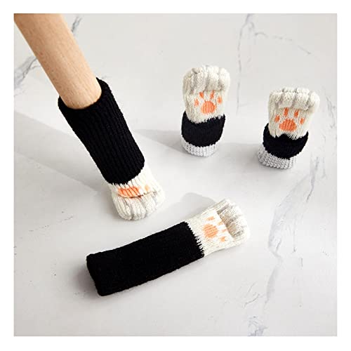 Yurosiay 16 Stück Stuhlsocken Gestrickt Süß Katze Möbelsocken Anti-Scratch Anti-Noise Stuhlbeinsocke Elastische rutschfeste Socken für Stuhlbeine Stuhlbeinschoner Bodenschutz Schwarz von Yurosiay