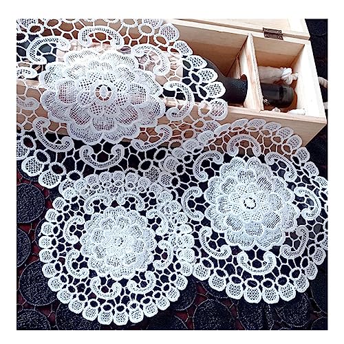 Yurosiay 2 Stück Weiße Spitzendeckchen Vintage Rund Spitze Untersetzer Handgemachte Häkeltischdecke Elegant Blumen Stickerei Tischset Runde Spitze Tischmatte Gehäkelte Tischdecke Freesie 30cm von Yurosiay