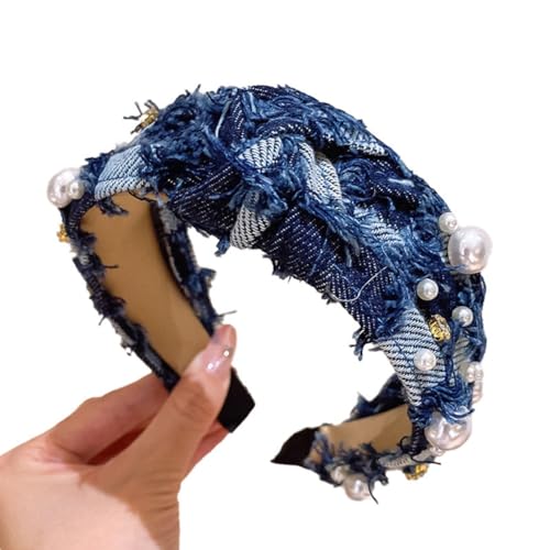 Yurosiay Damen Jeans Haarreifen Mode Weiße Perlen Stirnband Jeans Rockabilly Breit Haarreifen Stoff Knoten Stirnbänder Geflochten Haarband Jeans Haarschmuck für Frauen und Mädchen Dunkelblau Yurosiay Damen Jeans Haarreifen Mode Weiße Perlen Stirnband Jeans Rockabilly Breit Haarreifen Stoff Knoten Stirnbänder Geflochten Haarband Jeans Haarschmuck für Frauen und Mädchen Dunkelblau von Yurosiay