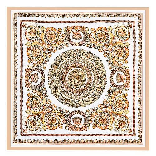 Yurosiay Damen Seidentuch 90x90cm Vintage Bedrucktes Halstuch Barockstil Satin Schal Damen Quadrate Faux Seidenschal Elegant Satin Kopftuch Bandana Halstuch Halstücher für Frauen Beige Yurosiay Damen Seidentuch 90x90cm Vintage Bedrucktes Halstuch Barockstil Satin Schal Damen Quadrate Faux Seidenschal Elegant Satin Kopftuch Bandana Halstuch Halstücher für Frauen Beige von Yurosiay