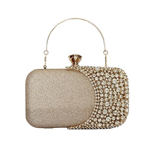 Yurosiay Damen Strass Abendtasche Glitzer Clutch Tasche Elegant Strass Brauttasche Hochzeit Glänzend Kristall Handtasche Mit Abnehmbarer Kette Strass Geldbeutel für Hochzeit Abendparty Gold von Yurosiay