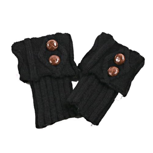 Yurosiay Kurz Beinwärmer Damen Gestrickte Beinstulpen Mit Knöpfen Winter Warme Stiefel Stulpen Stricken Häkelarbeit Legwarmer Mode Beinwärmer Stulpen für Frauen Mädchen Einheitsgröße Schwarz von Yurosiay