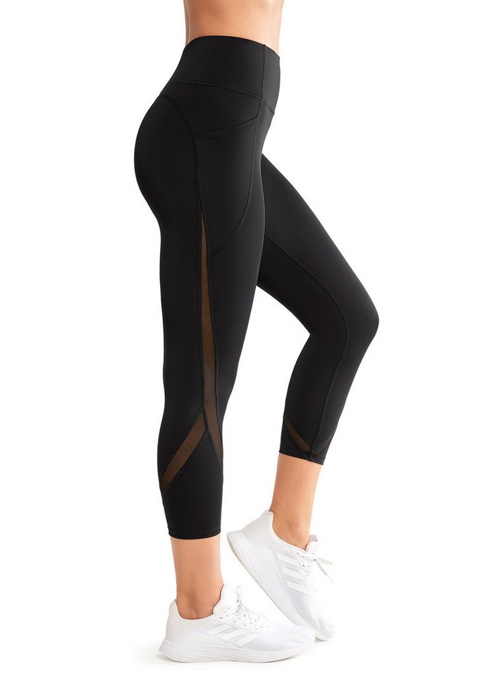 Yvette 3/4-Leggings Damen Capri Sporthose mit Tasche hohe Taille Blickdich, E110610A21 von Yvette