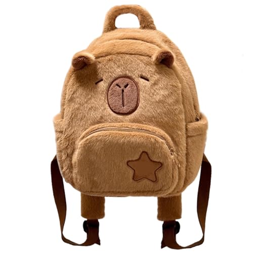 Capybara-Plüsch-Rucksack für Mädchen, kleine Rucksäcke, Schüler, Teenager, lässiger Rucksack, Kinderrucksack, Tasche, braun Capybara-Plüsch-Rucksack für Mädchen, kleine Rucksäcke, Schüler, Teenager, lässiger Rucksack, Kinderrucksack, Tasche, braun von Ywmsfl