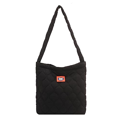 Lässige Handtasche, Reisetasche, Damen-Geldbörse, Umhängetasche, große Kapazität, gesteppt, Rautenmuster, Tasche, Damen, Nylon-Tragetasche, Schwarz von Ywmsfl