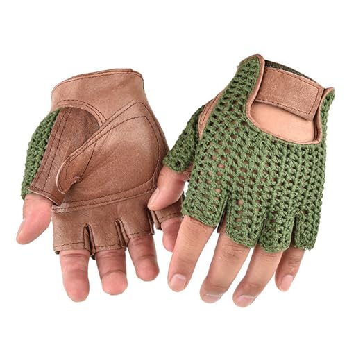 Ywmsfl 1 Paar Herren-Handschuhe, Wolle, Leder, Halbfinger, Fitness, Radfahren, Outdoor-Handschuhe für Outdoor-Radsport und Fitness von Ywmsfl