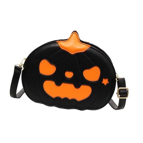 Umhängetasche Mit Halloween Motiv Lustige Kürbisform Für Damen Neuheit Teufel Schultertasche Aus PU Leder Mit Verstellbarem Riemen von Yzdysg