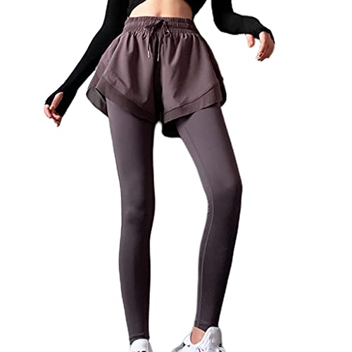 Yzdysg 2-in-1-Sport-Leggings für Damen, hohe Taille, mit Shorts und Kordelzug von Yzdysg