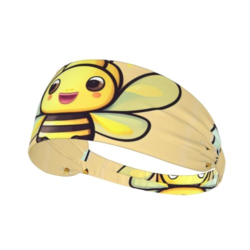 Gelbe Bienen-bedruckte Stirnbänder für Damen und Herren, lustige elastische Schweißbänder, Workout-Stirnbänder für Laufen, Radfahren, Basketball, Fitnessstudio, Fußball von YzgWjBhd