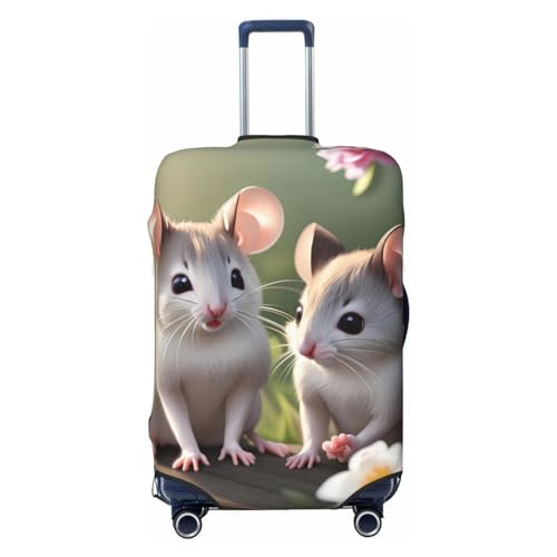 YzgWjBhd Gepäck-Koffer-Schutzfolie, bedruckte Maus verliebt, Gepäckabdeckungen für Koffer, Gepäckabdeckungen für 45,7 - 81,3 cm (18 - 32 Zoll) Gepäck, Schwarz, Medium von YzgWjBhd