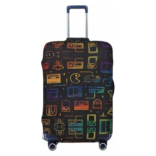 YzgWjBhd Gepäck-Koffer-Schutzfolie, gedrucktes Spiel-Videospiel-Muster, Gepäckabdeckungen für Koffer, Gepäckabdeckungen für 45,7 - 81,3 cm (18 - 32 Zoll) Gepäck, Schwarz, X-Large von YzgWjBhd