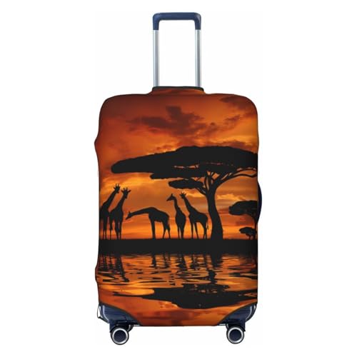 YzgWjBhd Gepäck-Kofferabdeckung, bedruckt, Afrika-Giraffe, majestätischer Baum, Gepäckabdeckungen für Koffer, Gepäckabdeckungen passend für 45,7 - 81,3 cm Gepäck, Schwarz, Large von YzgWjBhd