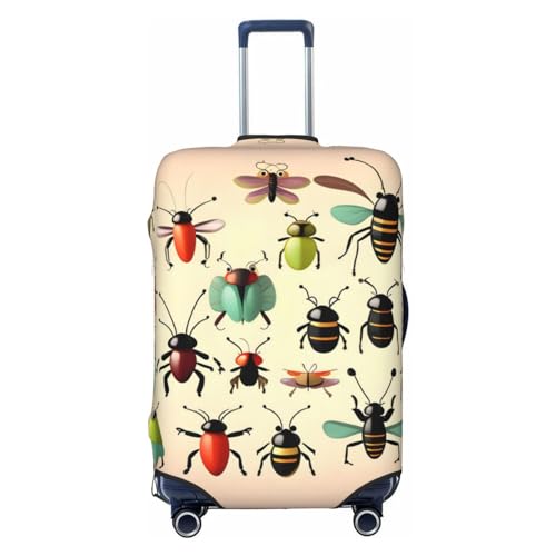 YzgWjBhd Gepäck-Kofferabdeckung, bedruckt, Cartoon-Motiv, kleine Insekten, Gepäckabdeckungen für Koffer, Gepäckabdeckungen für 45,7 - 81,3 cm (18 - 32 Zoll) Gepäck, Schwarz, Medium von YzgWjBhd