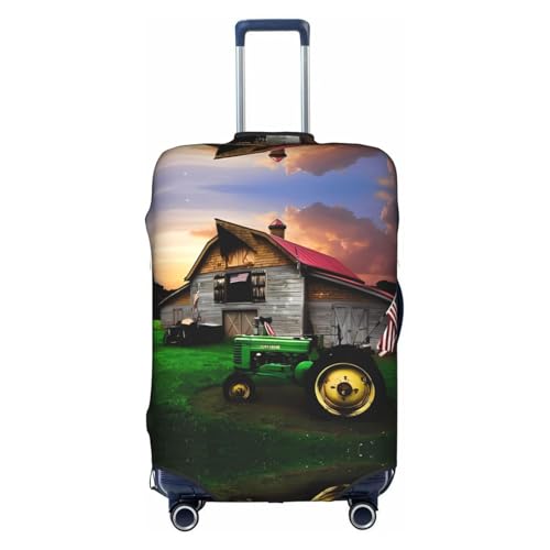 YzgWjBhd Gepäck-Kofferabdeckung, bedruckt, alter Traktor, Foto, Bauernhof, Gepäckabdeckungen für Koffer, Gepäckabdeckungen passend für 45,7 - 81,3 cm Gepäck, weiß, XL von YzgWjBhd