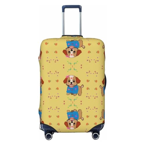 YzgWjBhd Gepäck-Kofferabdeckung, bedruckt, bezaubernder Cartoon-Hund, Gepäckabdeckungen für Koffer, Gepäckabdeckungen für 45,7 - 81,3 cm Gepäck, Schwarz, Medium von YzgWjBhd
