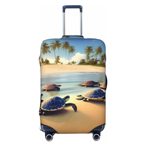 YzgWjBhd Gepäck-Kofferabdeckung, bedruckte Schildkröten am Strand, Gepäckabdeckungen für Koffer, Gepäckabdeckungen für 45,7 - 81,3 cm (18 - 32 Zoll) Gepäck, Schwarz, Large von YzgWjBhd