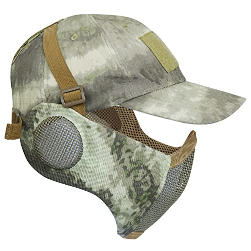 Yzpacc Airsoft Halbgesichtsmaske und Patch-Hut Set Stahlgeflecht Maske mit Ohrenschutz und Baseballkappe Taktische Schutzmaske für CS Spiel BB Gun Paintball Jagd Schießen Yzpacc Airsoft Halbgesichtsmaske und Patch-Hut Set Stahlgeflecht Maske mit Ohrenschutz und Baseballkappe Taktische Schutzmaske für CS Spiel BB Gun Paintball Jagd Schießen von Yzpacc