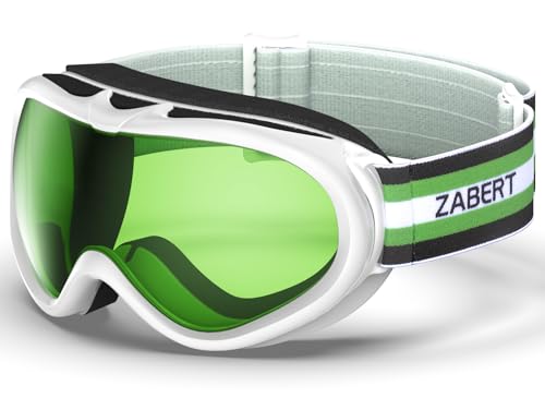 ZABERT Skibrille Kinder, Snowboardbrille für Kinder Jungen Mädchen Jugendliche Alter 5 6 7 8 9 10 11 12 13 14 15 Jahre, Skibrillen mit Brillenträger OTG Weiß Grün ZABERT Skibrille Kinder, Snowboardbrille für Kinder Jungen Mädchen Jugendliche Alter 5 6 7 8 9 10 11 12 13 14 15 Jahre, Skibrillen mit Brillenträger OTG Weiß Grün von ZABERT