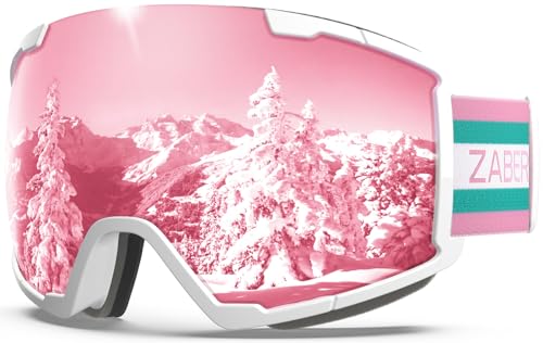 ZABERT Skibrille für Damen Frauen Erwachsene Mädchen Kinder 10 11 12 13 Jahre, Brillenträger Ski Snowboard Brille Schneebrille Snowboardbrille, Weiß Rosa Grün Pink v3 ZABERT Skibrille für Damen Frauen Erwachsene Mädchen Kinder 10 11 12 13 Jahre, Brillenträger Ski Snowboard Brille Schneebrille Snowboardbrille, Weiß Rosa Grün Pink v3 von ZABERT