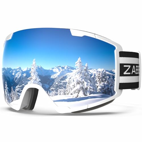 ZABERT Skibrille für Damen Frauen Herren Erwachsene Männer Kinder 10 11 12 13 Jahre, Brillenträger Ski Snowboard Brille Schneebrille Snowboardbrille, Weiß Verspiegelt Silber ZABERT Skibrille für Damen Frauen Herren Erwachsene Männer Kinder 10 11 12 13 Jahre, Brillenträger Ski Snowboard Brille Schneebrille Snowboardbrille, Weiß Verspiegelt Silber von ZABERT