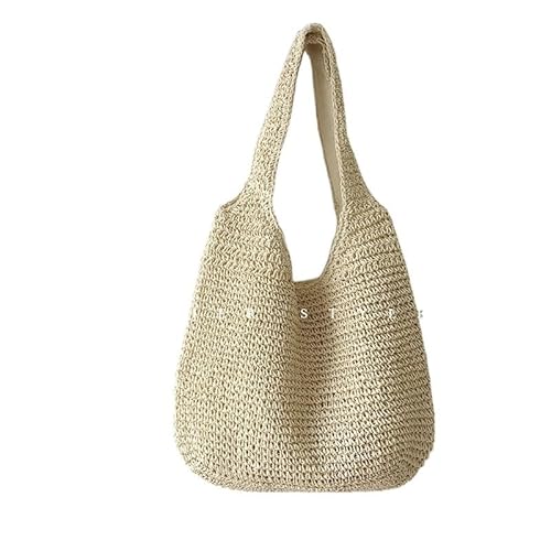 ZACUNXY Strohtasche，Strohtaschen Damen Grasschnalle Weibliche Sommer Wild Casual Umhängetasche Seni Handgewebt Tasche Große Kapazität Strandtasche(White) von ZACUNXY