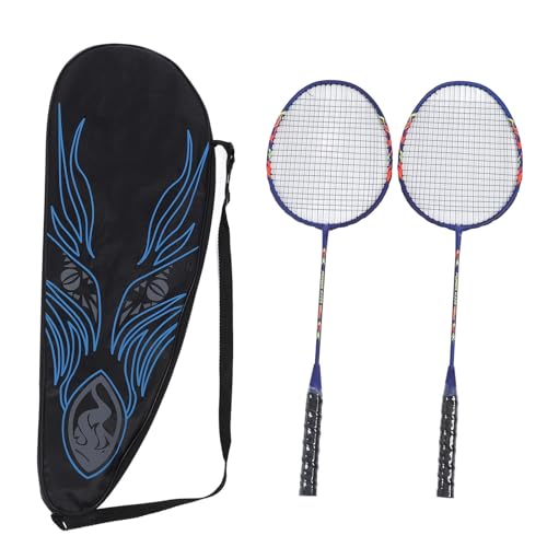 Badmintonschläger-Set, 2-teilig, Leichte Sport-Badmintonschläger aus Eisenlegierung, Badmintonschläger, Badmintonschläger mit Aufbewahrungstasche für Trainingsunterhaltung (Blue) von ZAICOLER