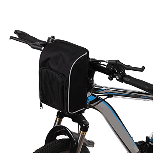 ZAICOLER Fahrradlenkertasche, Schwarze Oxford-Tuch, Faltbare Fahrrad-Vordertasche, Fahrradlenker-Aufbewahrungstasche, Lenkertasche, Fahrradtasche mit Reflektierenden Streifen für von ZAICOLER