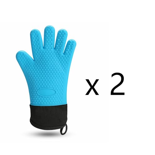 ZAJIWFG Ofen Handschuhe, Hochtemperaturbeständige Thick Heart-Shaped Mikrowelle Handschuhe, Küche Anti-Skid Griffige Isolation Handschuhe Resistant (Blau),4# von ZAJIWFG