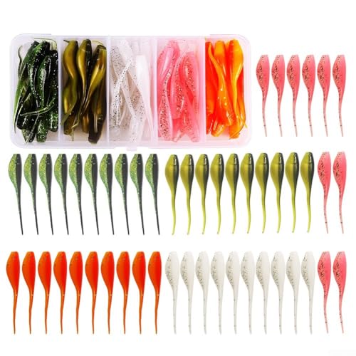 Künstliche Kunstköder für Shad Crappie Köder zum Angeln, Barsch, weiche Kunststoffköder, 50 Stück Künstliche Kunstköder für Shad Crappie Köder zum Angeln, Barsch, weiche Kunststoffköder, 50 Stück von ZAMETTER