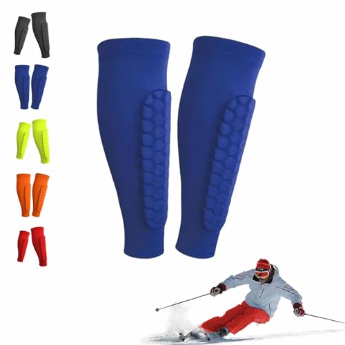 ZANWANXIN Ski Shin Guards, Shinbang Protector 2.0, Shin Defender Shin Guards for Soccer,Shinbang Ski Protectors, Soccer Shin Guard Sleeves,Shin Guards Soccer Adult Honeycomb Pads (Blue, Large) von ZANWANXIN