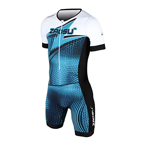 ZAOSU Racing Herren Aerosuit - Trisuit Einteiler | Triathlonanzug mit Arm, Farbe:blau, Größe:M von ZAOSU