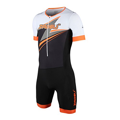 ZAOSU Racing Herren Aerosuit - Trisuit Einteiler | Triathlonanzug mit Arm, Farbe:orange, Größe:S von ZAOSU