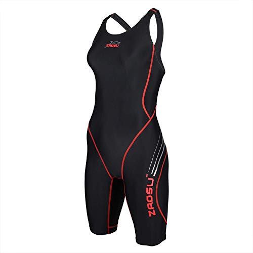 ZAOSU Wettkampf-Schwimmanzug Z-Black - Badeanzug für Mädchen und Damen, Farbe:schwarz/rot, Größe:164 von ZAOSU