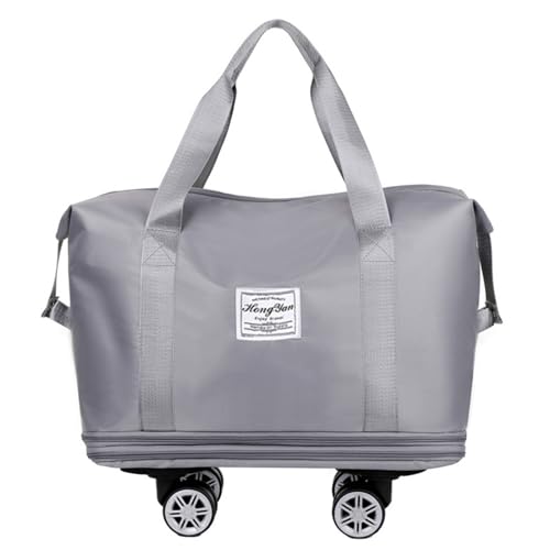 Faltbare Gepäcktasche, erweiterbar, mit Rolltuch, Trocken-Nass-Trennung, große Kapazität, Wochenendtasche, faltbare Gepäcktasche, grau von ZBIianxer