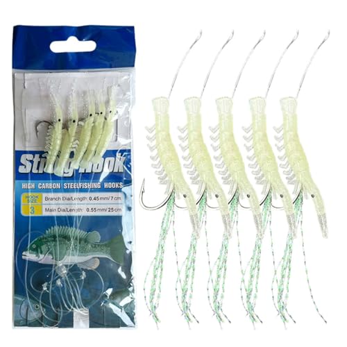 Pack Glow Fishing Rigs Shrimp String Hook Angelköder Rigs Angelköder Forellen Angelgerät Garnelenköder von ZBIianxer