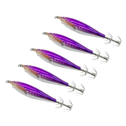 ZBIianxer 5Pcs Glow Haken Für Salzwasser Angeln Glow Tintenfisch Haken Schwimmende Horizontale Garnelen Köder Nacht Angeln Köder von ZBIianxer