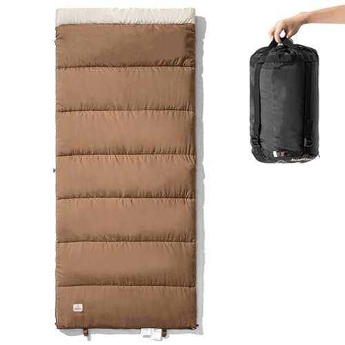 Schlafsack für warmes Wetter, tragbar, für Camping, kann zusammengebaut Werden, leichte, kompakte 3-Jahreszeiten-Schlafsäcke mit Tragetasche(Brown,1.4kg) von ZBYXPP