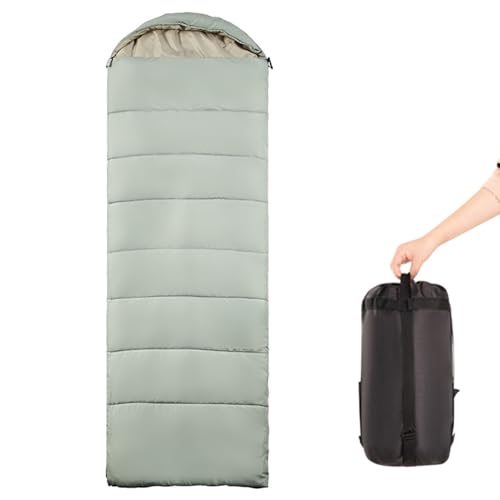 Tragbarer Camping-Schlafsack, Ultraleicht, warm, Winddicht, mit Reißverschluss, rechteckig, für 4 Jahreszeiten, mit Kompressionssack für Erwachsene(Green,1.2kg) von ZBYXPP