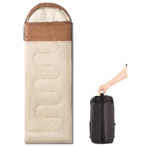 Tragbarer Schlafsack für Erwachsene, 5–20 °C, Ganzjahres-Camping-Person mit Packsack inklusive, für Camping bei kaltem und warmem Wetter(Brown,1kg) von ZBYXPP