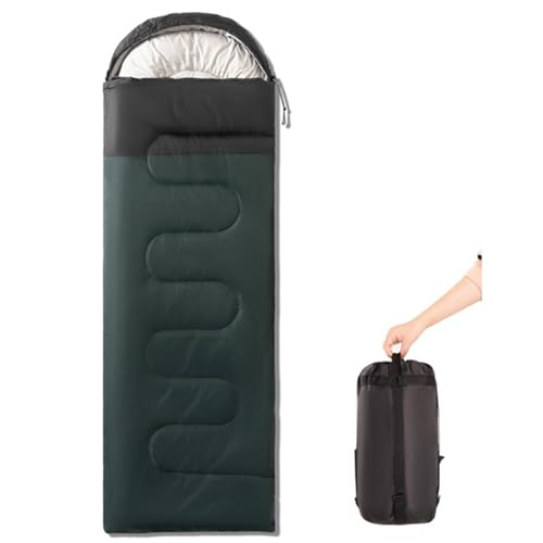 Tragbarer Schlafsack für Erwachsene, 5–20 °C, Ganzjahres-Camping-Person mit Packsack inklusive, für Camping bei kaltem und warmem Wetter(Green,1kg) von ZBYXPP