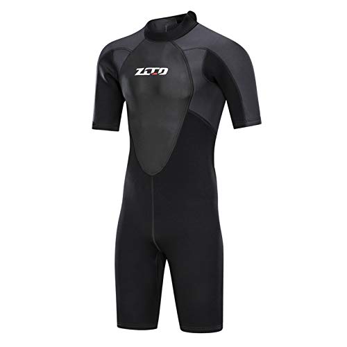 ZCCO Neoprenanzüge Herren 3 mm Premium Neopren, Rückenreißverschluss, kurzärmeliger Taucheranzug für Spearfishing,Surfen,SchnorchelnKanufahren, Taucheranzüge (Schwarz, M) von ZCCO