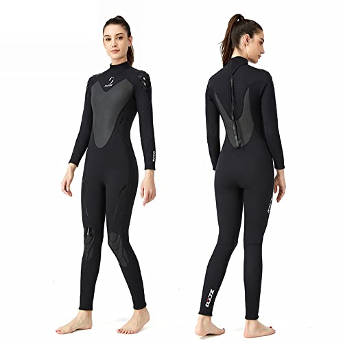 ZCCO Damen 3mm Neopren Neoprenanzug, Langarm-Neoprenanzug mit Reißverschluss hinten, Einteiler für Herren zum Schnorcheln, Tauchen, Schwimmen, Surfen （Schwarz，2X-Large） von ZCCO