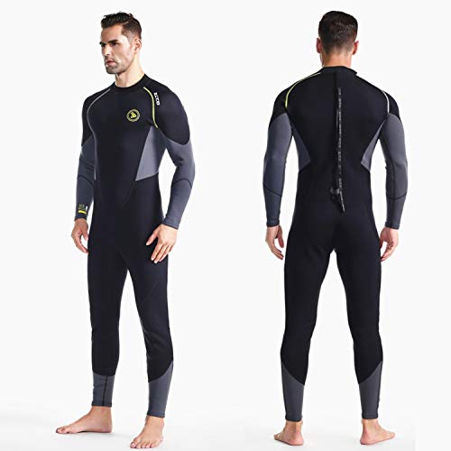 ZCCO Herren Neoprenanzug Ultra Stretch 1,5 mm Neopren Badeanzug, Ganzkörper-Tauchanzug mit Reißverschluss hinten, ein Stück zum Schnorcheln, Tauchen, Schwimmen (1.5LT-schwarz, XL) von ZCCO