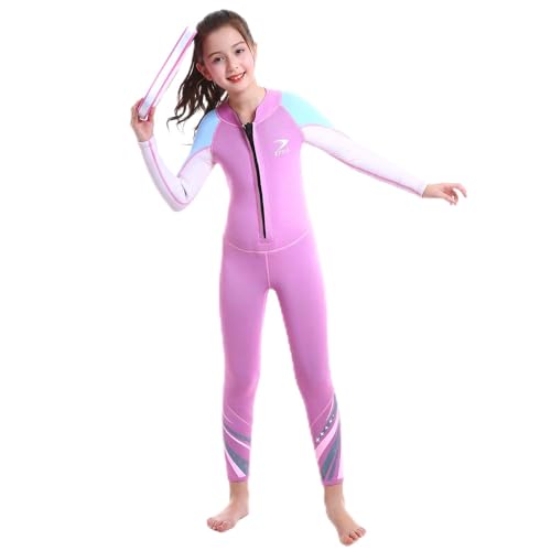 ZCCO Kids Neoprenanzug, 2,5 mm Neopren-Thermo-Badeanzug, Jugend-Badeanzug für Jungen und Mädchen Wärmeanzug mit Langen Ärmeln zum Tauchen, Schwimmen, Surfen … (Rosa, S) von ZCCO