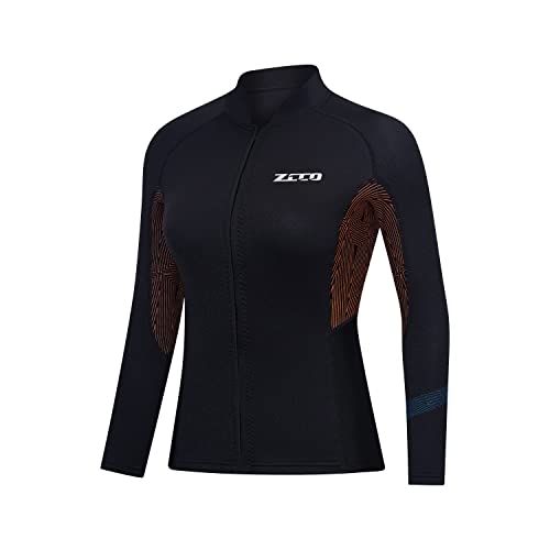 ZCCO Neoprenanzüge Top Jacke 1.5mm Neopren Anzüge Frauen Männer Neoprenanzug Jacke Langarm Front Zip Neoprenanzüge für Speerfischen, Schnorcheln, Surfen(WFT-L) von ZCCO