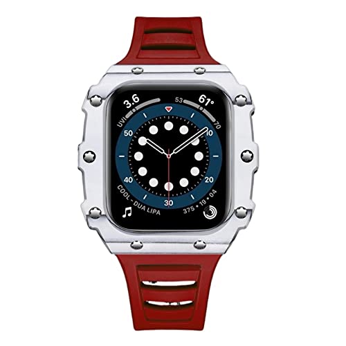 ZCCZJS Kohlefasergehäuse für Bandmodifikation 7 45 mm 44 mm 41 mm Keramiklünette Gummiarmband Mod Kit für IWatch Serie 6 SE 5 von ZCCZJS