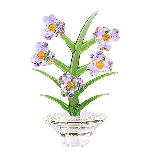 ZCCZJS Kristall-Orchideen-Blumen-Figur, Sonnenfänger, Heim- und Bürodekoration, Schreibtisch-Ornament, Reichtumsgeschenke (Farbe: Lila) von ZCCZJS