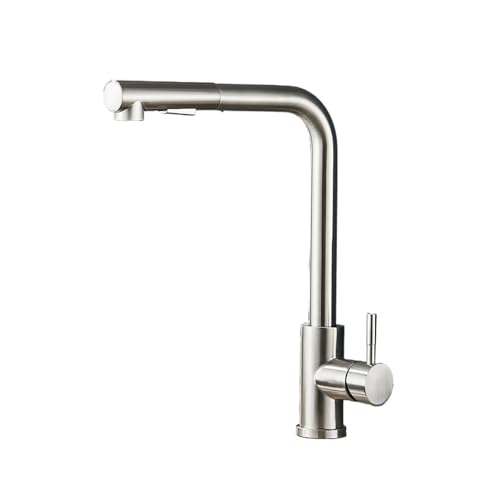 ZCCZJS Küchenarmatur Edelstahl Gourmet Küchenmischer Wasserhahn Herausziehbares heißes und kaltes Wasser, gebürstetes Nickel (Farbe: Gebürstetes Nickel-304) von ZCCZJS