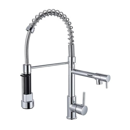 ZCCZJS Küchenarmatur mit Pull-Down-Sprüher, hoher Lichtbogen, Einhand-Feder-Spülbecken-Wasserhahn (8100BG, G1/2) von ZCCZJS